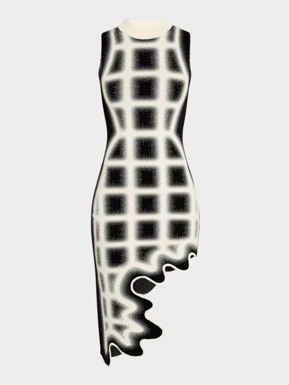 NWT PH5 Bella UV Reactive Wavy Plaid Bodycon Dress Asymmetric Hem, Medium
